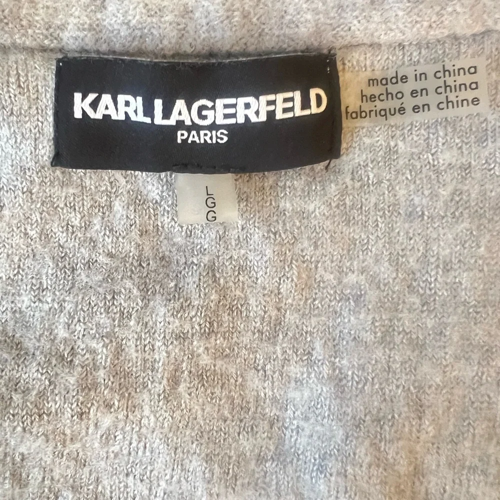 KARL LAGERFELD PARIS Colorblock Striped Jacket Size L Wool Mock neck‎